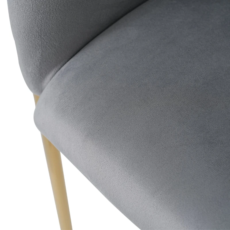 Set di 2 Sedie Moderne Imbottite in tessuto effetto velluto con Gambe in Metallo, Grigio