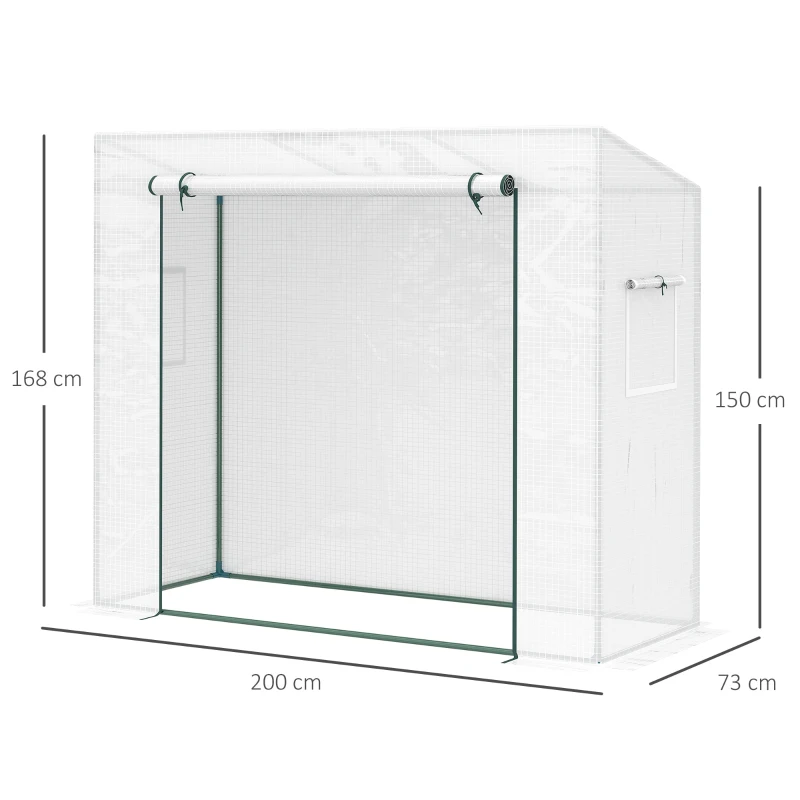 Outsunny Gewächshaus Treibhaus Tomatenhaus mit 2 Fenstern Frühbeet 200x73x168cm Weiß
