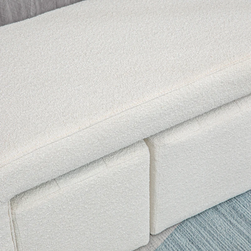 HOMCOM Zestaw stołków do siedzenia 3-częściowy, pikowana ozdoba, 89 cm x 42,5 cm x 45 cm, Biały