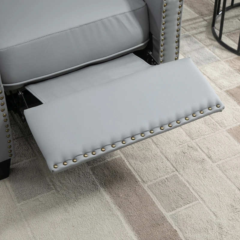 HOMCOM Relaxsessel Liegesessel TV Sessel  Einzelsofa 140° neigbar Fernsehsessel Kunstleder Metall Grau 70,5 x 86 x 99 cm