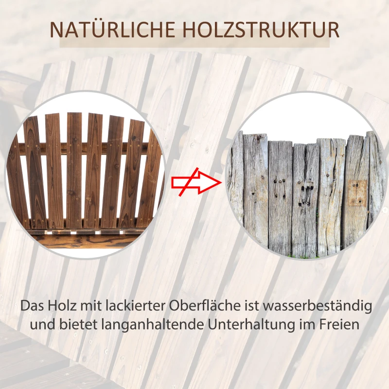 Outsunny Hollywoodschaukel Schaukelbank Outdoor-Schaukel Hängebank 2-Sitzer Holz-Gartenschaukel Massivholz Braun 187 x 137 x 167 cm
