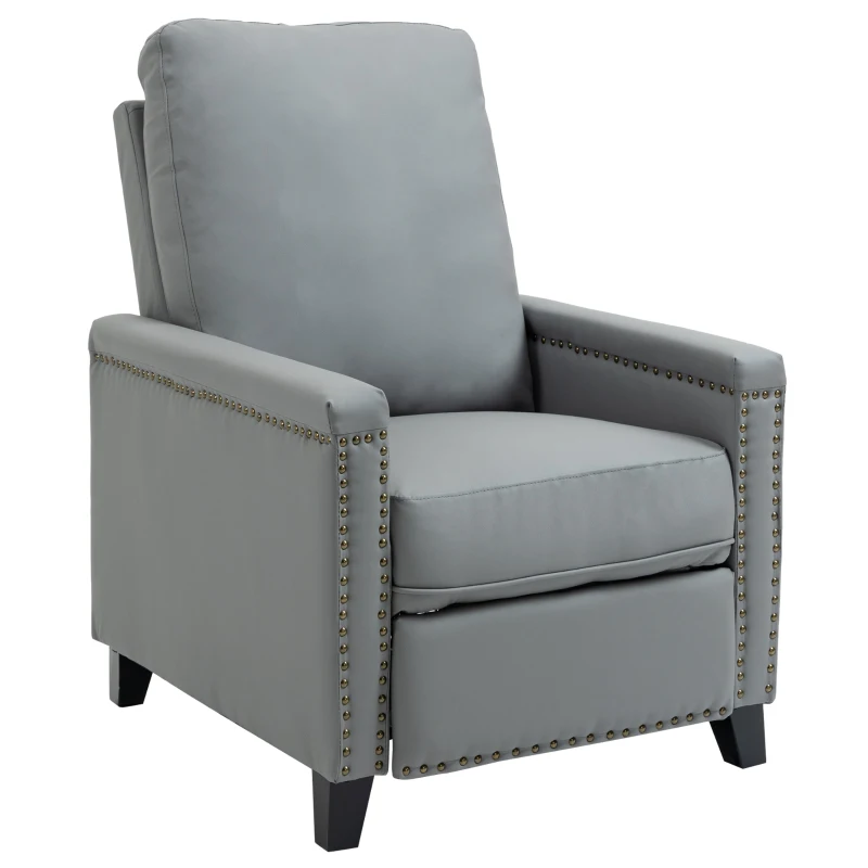 HOMCOM Relaxsessel Liegesessel TV Sessel  Einzelsofa 140° neigbar Fernsehsessel Kunstleder Metall Grau 70,5 x 86 x 99 cm