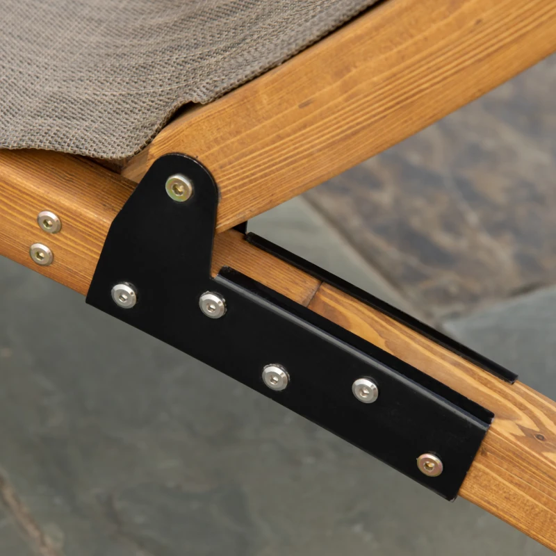 Outsunny leżak, regulowany leżak ogrodowy z drewnianą poduszką