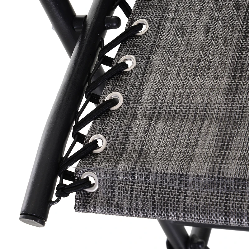 Outsunny Schaukelstuhl, Klappbare Schaukelliege, Gartenliege, Schwungliege, Schaukelsessel mit Kopfkissen, Stahl + Texteline, Grau bis 120 kg 90 x 64 x 110 cm