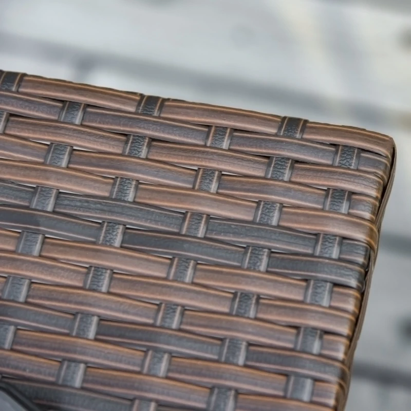 Outsunny tuintafel bijzettafel zonneschermstandaard tuinmeubelen terras polyrotan bruin 54 x 54 x 55 cm | Aosom.de