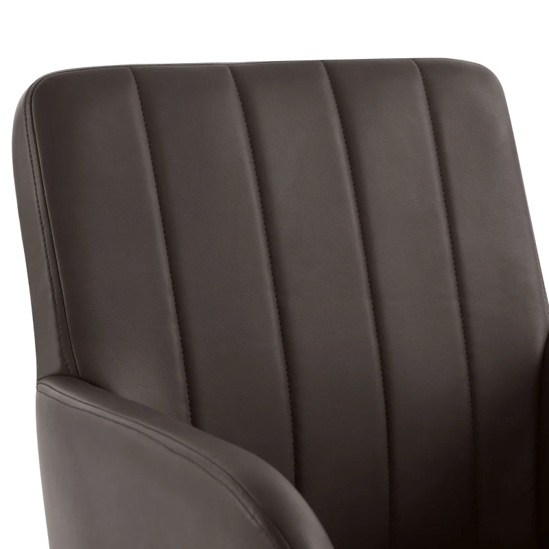 Set di 2 Sedie da Pranzo Moderne in finta pelle con Seduta Imbottita e Gambe Metalliche, 43x55x83cm, Marrone scuro