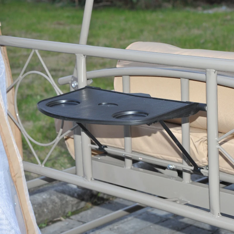 Outsunny Hollywoodschaukel Gartenschaukel Schaukelbank Gartenliege Schaukel 3-Sitzer Metall