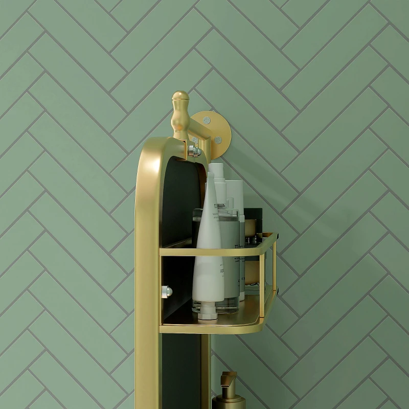 HOMCOM Badkamerspiegel met 2 Rekken, Vintage Design, 40cm x 12cm x 66cm, Goud