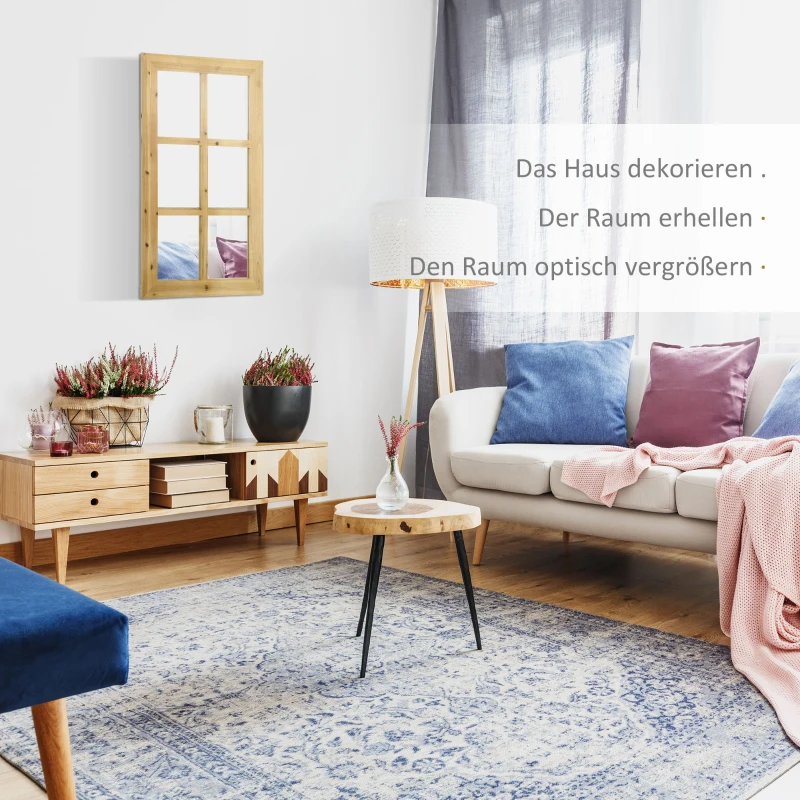 HOMCOM Spiegel in Fensteroptik 101,6 cm x 60,9 cm x 2 cm MDF-Holz Tannenholz Spiegelglas