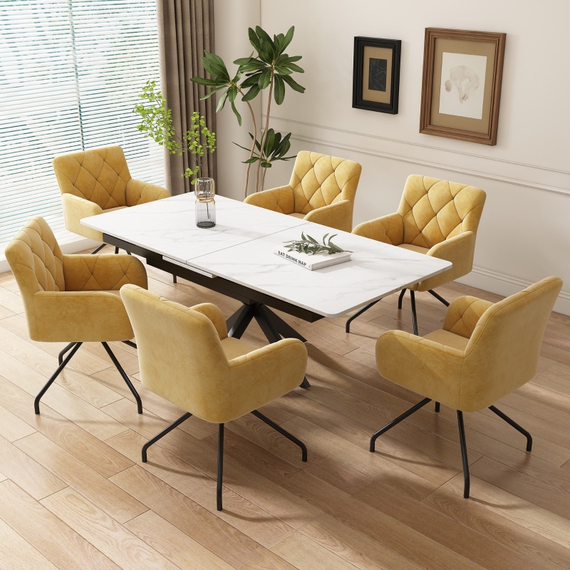 Set Di 2 Sedie Da Pranzo Imbottite In Tessuto Beige, Gambe In Metallo, Moderne E Robuste Per Cucina E Soggiorno - 2