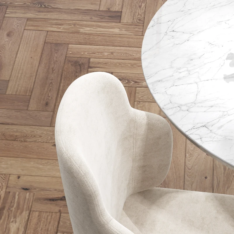 HOMCOM Eetkamerstoelen set van 2 stoelen, Scandinavisch design, fluwelen look, 54 cm x 56 cm x 86 cm, beige + zwart