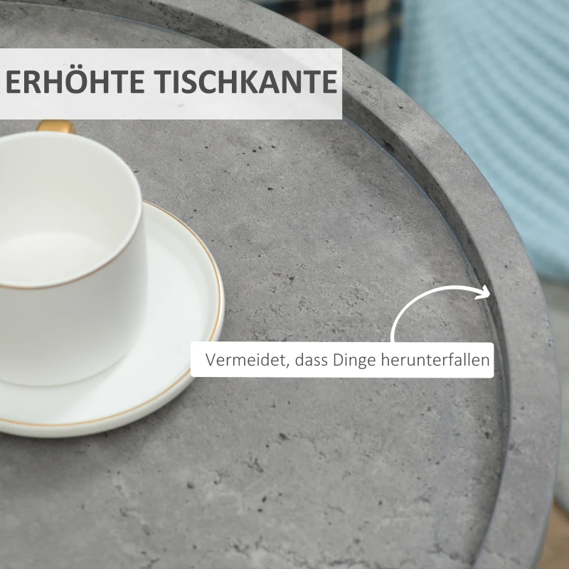 HOMCOM Beistelltisch im Industrie-Design, Tischplatte in Marmoroptik 50cm x 50 cm x 55 cm Grau Schwarz