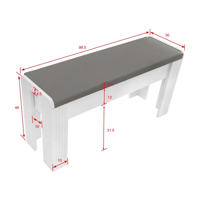 Panca Moderna con Cuscino in finta pelle per Cambio Scarpe, Design Elegante per Soggiorno e Ingresso, Grigio+Bianco