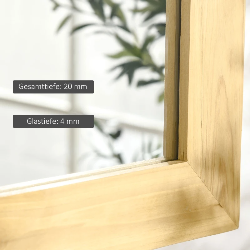 HOMCOM Spiegel in Fensteroptik 101,6 cm x 60,9 cm x 2 cm MDF-Holz Tannenholz Spiegelglas