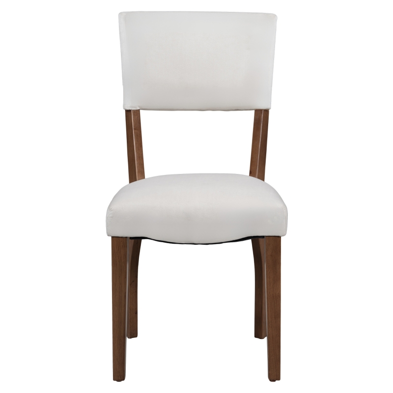 Set di 2 Sedie da Pranzo Moderne in tessuto effetto velluto Imbottite, con Schienale e Gambe in legno, Bianco
