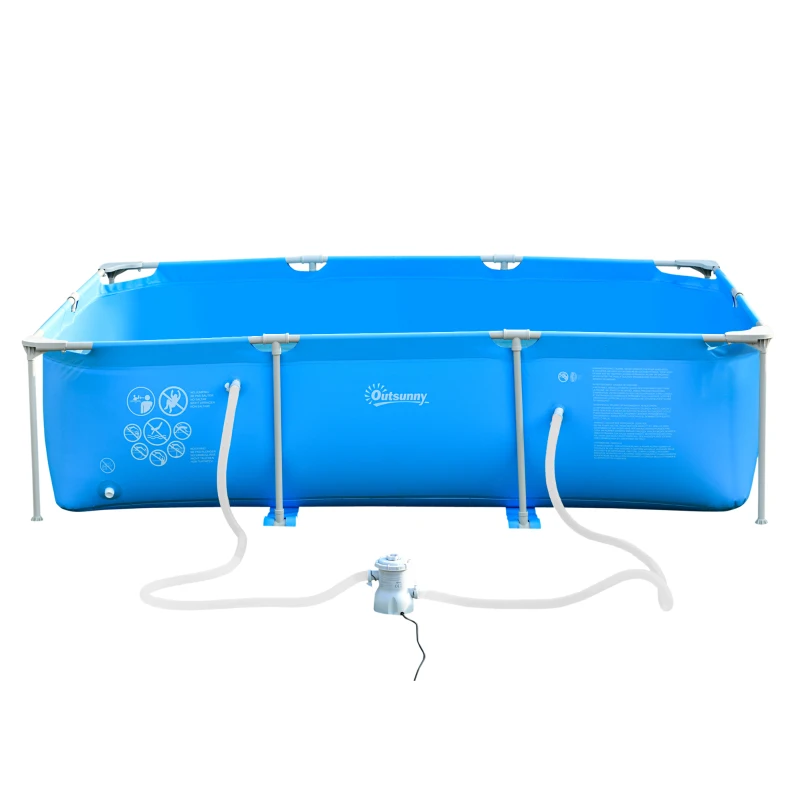 Outsunny Rahmenpool mit Schlauch Draht Swimmingpool Schwimmbad Ablassventil für sauberen Wasser 1000D PVC Stahl Blau 292 x 190 x 75 cm