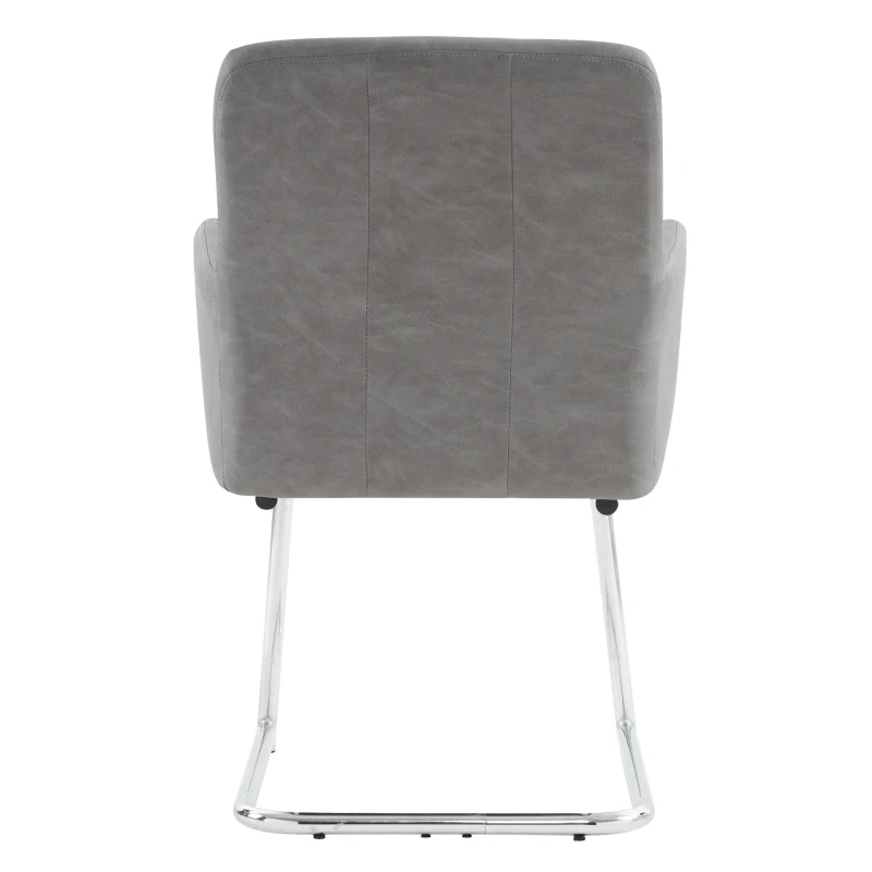 Set di 2 Sedie Moderne da Pranzo Imbottite in Finta Pelle e Gambe Metalliche per Camera e Studio, 46x50x856 cm, GRIGIO