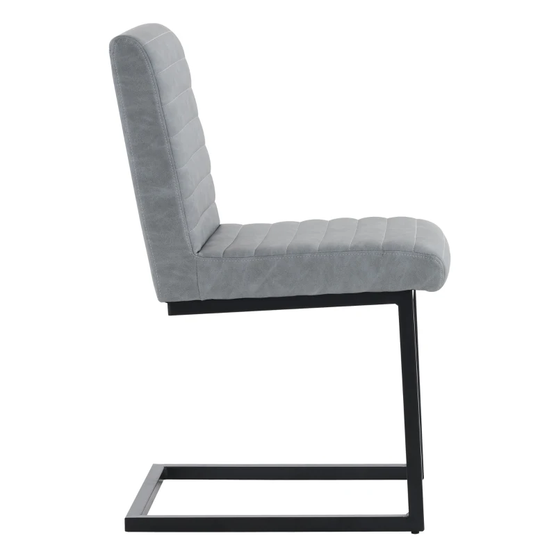 Juego de 2 Sillas de Comedor Modernas con Asiento Acolchado Patas Metálicas en Zigzag de Cuero Sintético Gris Claro