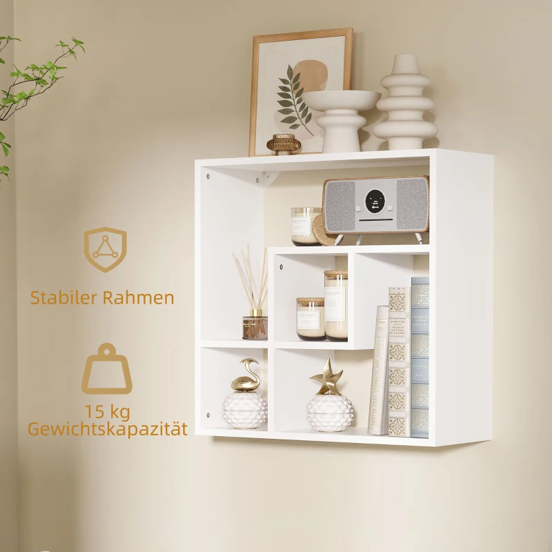 HOMCOM Wandregal, schwebendes Regal, Bücherregal, 60 x 25 x 60 cm, Weiß