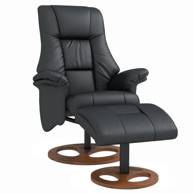 HOMCOM Relaxstoel met ottoman, verstelbare rugleuning, 77 cm x 89 cm x 110 cm, zwart