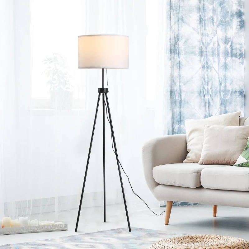 HOMCOM Staande lamp vloerlamp vloerlamp E27 staal 37 x 37 x 152 cm (zwart + wit)
