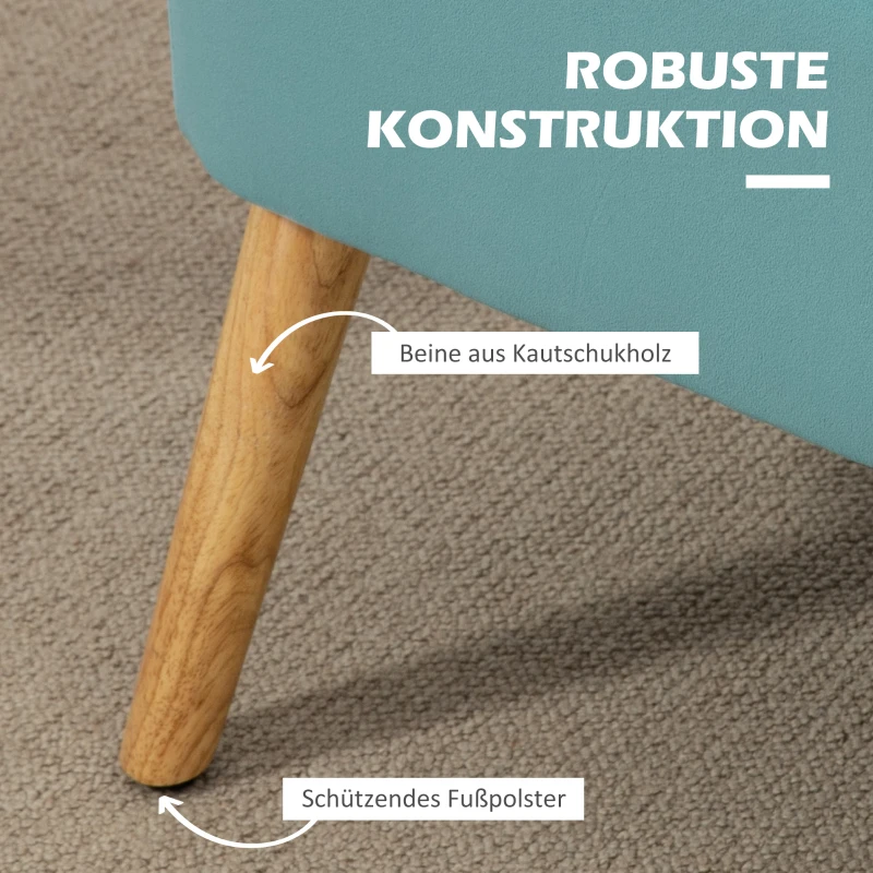HOMCOM Sofa Retrodesign 2-zitsbank, houten poten, 117 cm x 56,5 cm x 77 cm, Groente(m-5)