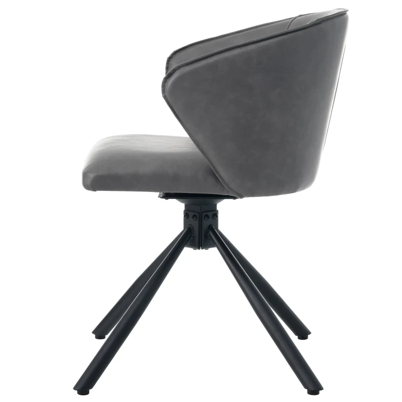 Set di 2 Sedie da Pranzo Moderne e Semplici in finta pelle, Girevoli, Montaggio Rapido, Grigio