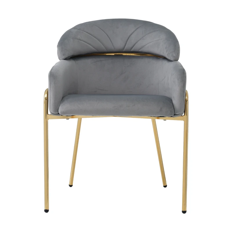 Set di 2 Sedie Moderne Imbottite in tessuto effetto velluto con Gambe in Metallo, Grigio