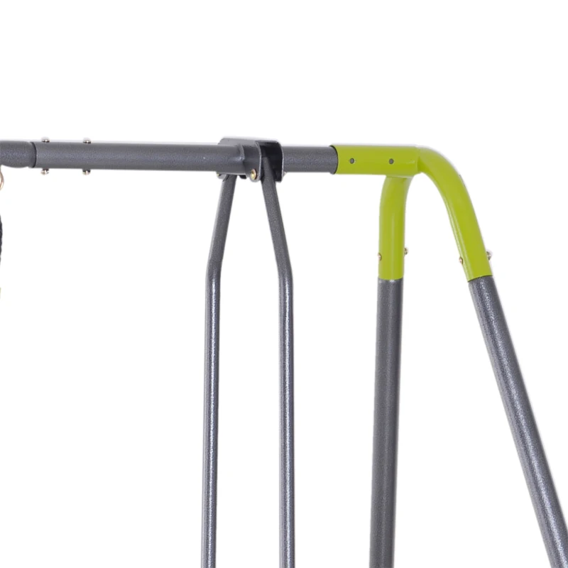 HOMCOM Kinderschaukel Doppelschaukel Gartenschaukel Schaukelgerüst Schaukelset mit Metallgestell Wippe 3–10 Jahre bis 3 Kinder