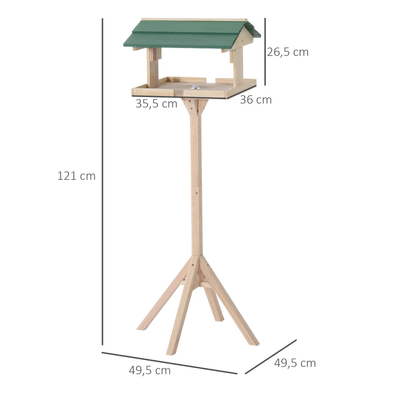PawHut Vogelhaus Vogelfutterhaus Vogelhäuschen Vogelvilla Vogel Futterhaus mit Ständer, Kiefer, 49,5x49,5x121cm