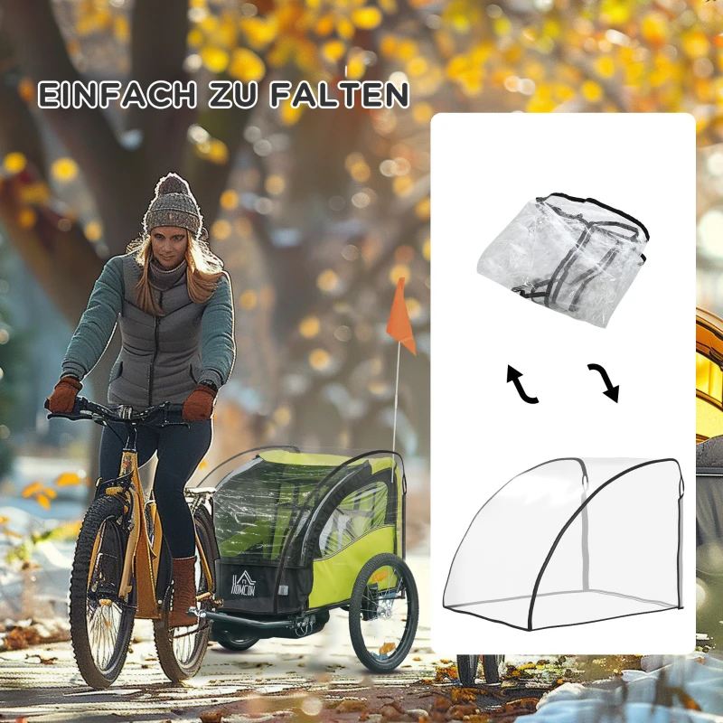HOMCOM Regenhoes voor Kinderfietsaanhanger, reflecterend, 130x75x90cm, transparant