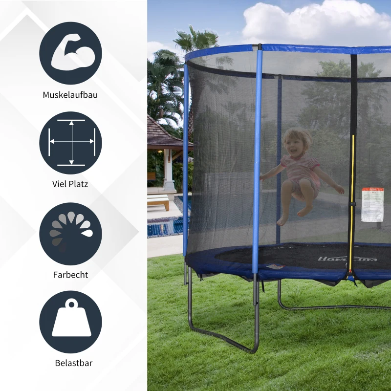 Trampolina z siatką zabezpieczającą Trampolina ogrodowa Stal Ø 305 x wys. 248 cm