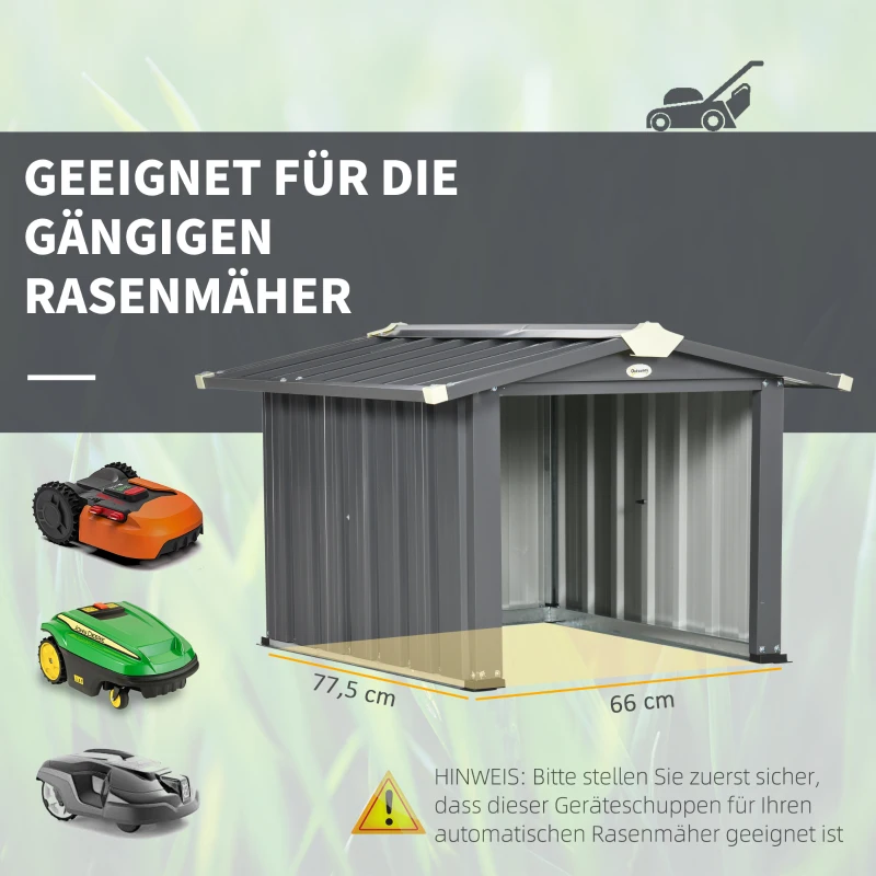 Outsunny Garage für Rasenmähroboter, Schutz vor Regen und Sonne, Stahl, schwarz, 88 x 89 x 63 cm