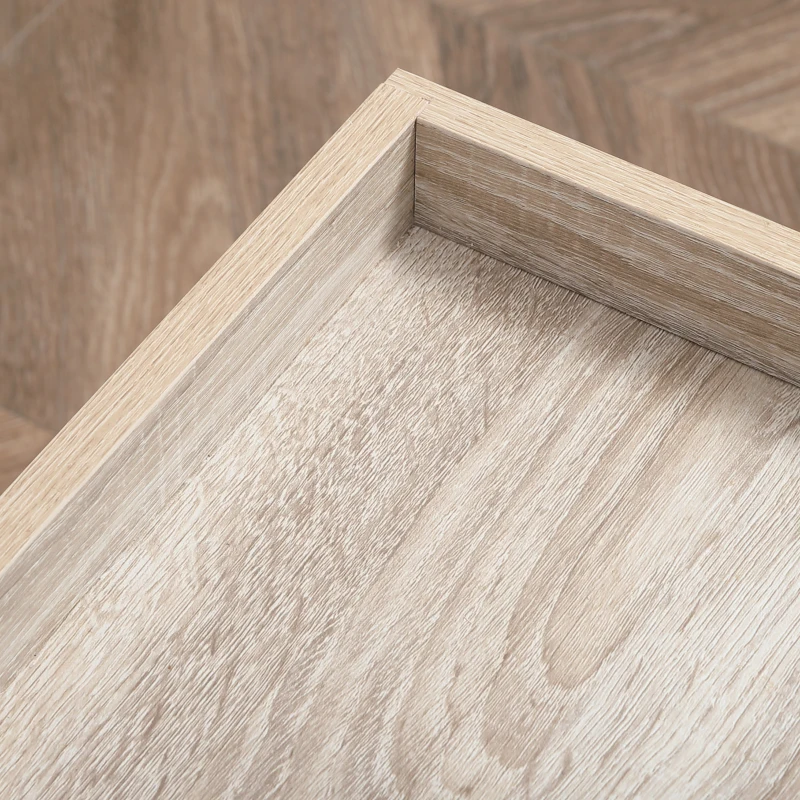 HOMCOM Couchtisch, Beistelltisch, mit Gitterablage, erhöhter Tischrand, Stahlrahmen, Holzplatte, 100 x 50 x 46,5cm