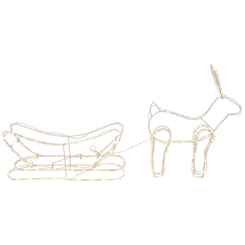 Outsunny Rentier-Motivleuchte Weihnachtsdekoraton, LED-Lichter, 103 cm x 21,5 cm x 44 cm, Weiß