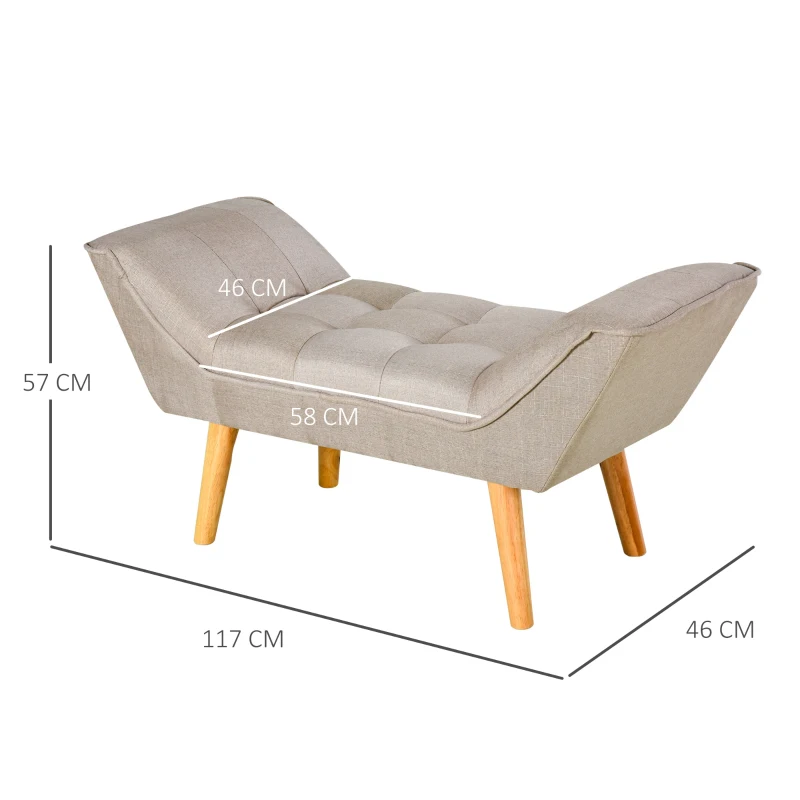 HOMCOM Polsterbank Sitzbank Schuhbank Pianobank Bettbank für Schlafzimmer Wohnzimmer, Leinen+Holz, Beige, 117x46x55cm