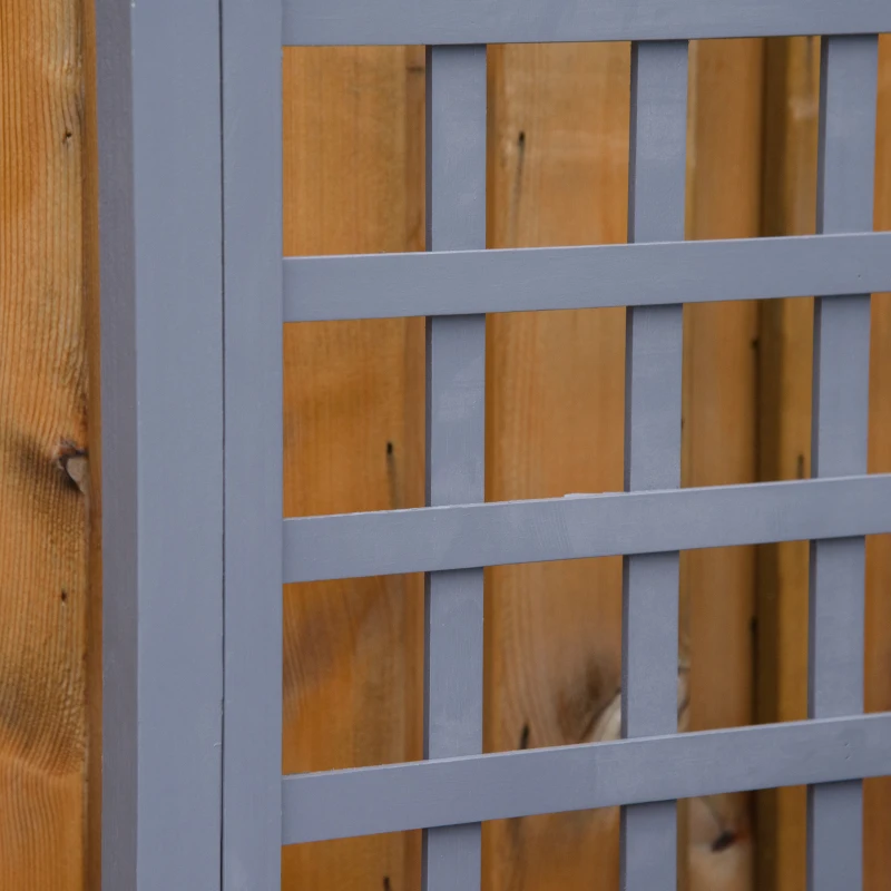 Outsunny Pflanztisch Gärtnertisch aus Holz mit 2 Schubladen Ablagen Gitterwand Holzpflanztisch für Garten Terrasse Grau 105 x 42 x 141,5 cm