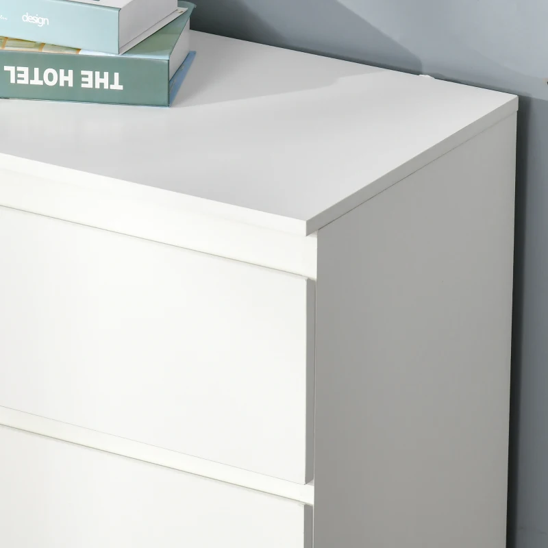 HOMCOM Kommode Schubladenschrank Beistellschrank mit 6 Schubladen Anti-Kipp Spanplatte Weiß 138 x 40 x 77 cm