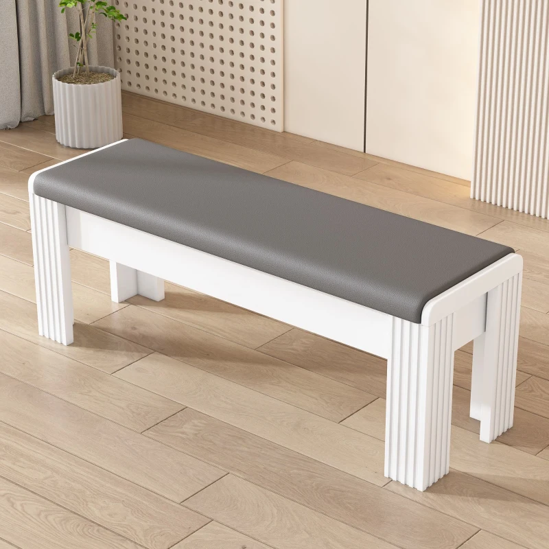 Panca Moderna con Cuscino in finta pelle per Cambio Scarpe, Design Elegante per Soggiorno e Ingresso, Grigio+Bianco