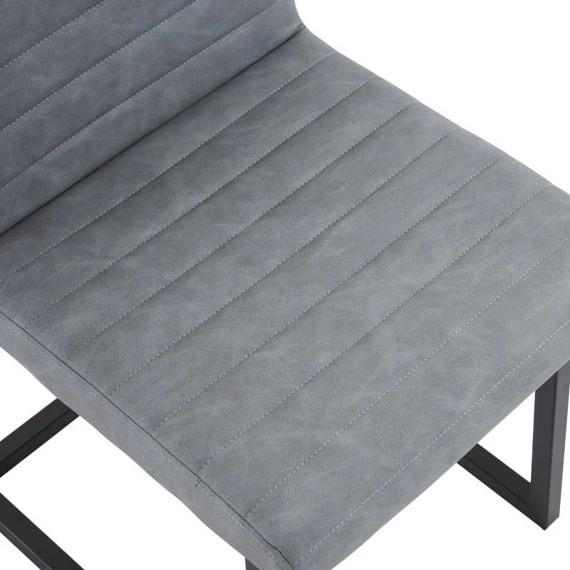 Juego de 2 Sillas de Comedor Modernas con Asiento Acolchado Patas Metálicas en Zigzag de Cuero Sintético Gris Claro