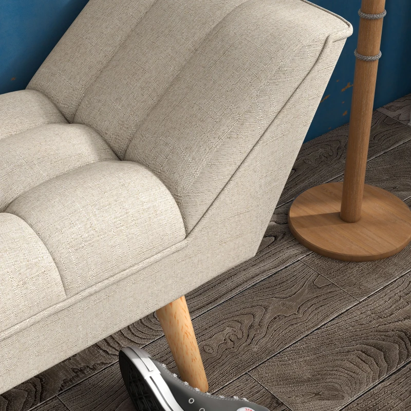 HOMCOM Polsterbank Sitzbank Schuhbank Pianobank Bettbank für Schlafzimmer Wohnzimmer, Leinen+Holz, Beige, 117x46x55cm