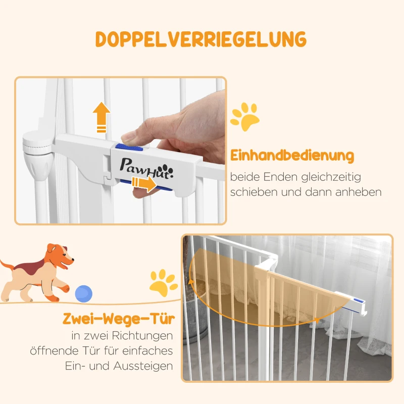 PawHut Puppy Playpen, modulair ontwerp, inklapbaar, stalen frame, voor binnengebruik, wit, 90 x 123 x 102cm