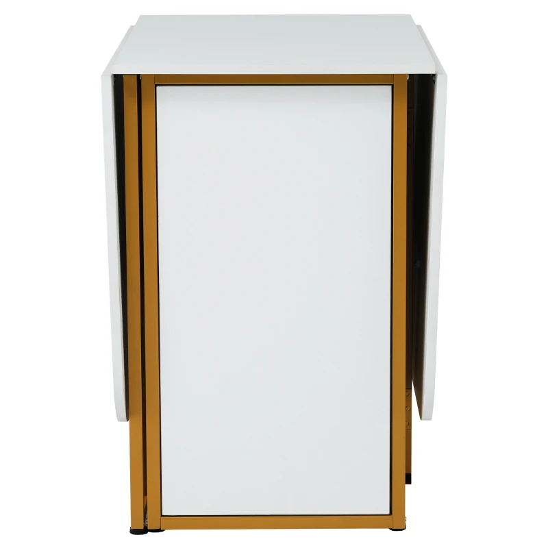 Tavolo Consolle Allungabile Multifunzionale con Cassetto, Trasformabile in 3 Forme, in Truciolato, Bianco