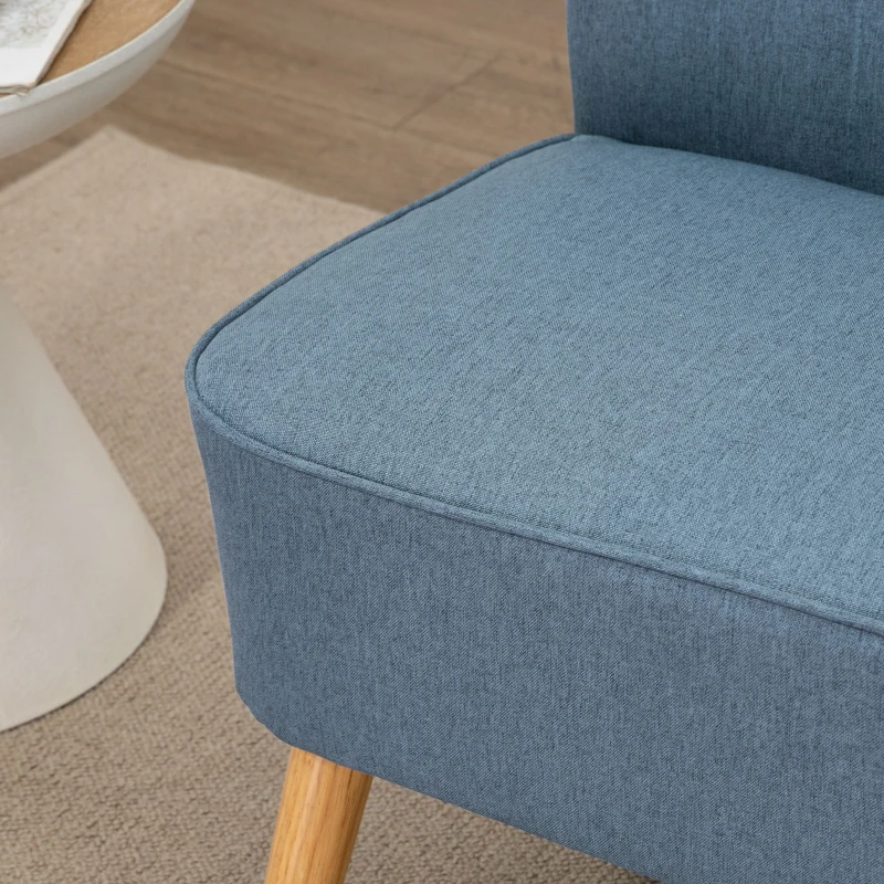 HOMCOM Sofa Retrodesign 2-zitsbank, houten poten, 117 cm x 56,5 cm x 77 cm, Lichtblauw(m-7)