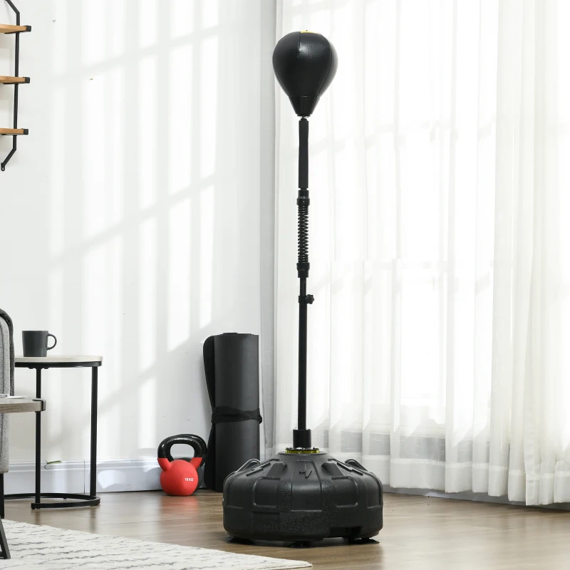 SPORTNOW Bokszak, Bokstandaard, Verstelbaar in hoogte 145-180 cm, Vulbare basis, Zwart(m-2)