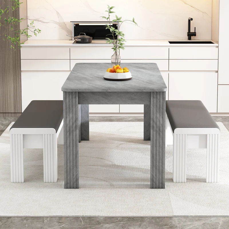 Mesa de Comedor Rectangular Mesa de Comedor Moderna y Minimalista Efecto Cemento 117x68x75 cm Gris