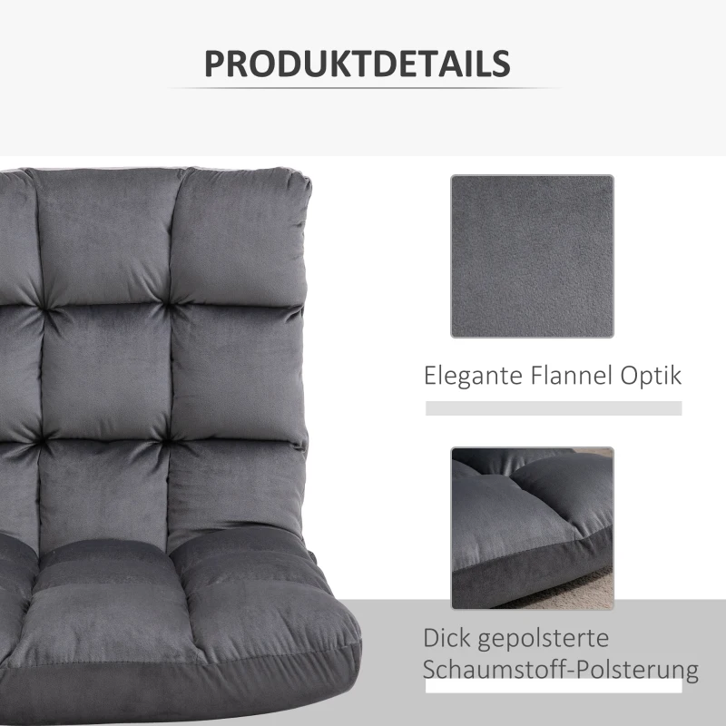 HOMCOM Slaapbank Stoel, verstelbare rugleuning, fluweelachtige uitstraling, 55 cm x 71 cm x 53,5 cm, Grijs