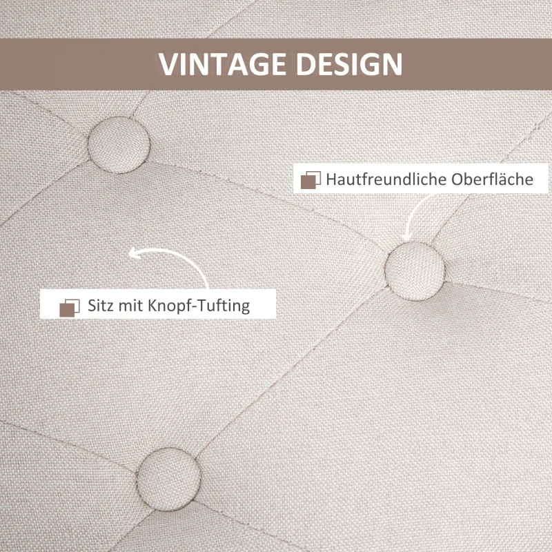 HOMCOM bank gestoffeerde bank met opbergruimte kistbank gang slaapkamer woonkamer linnenachtig polyester rubber hout crème wit 100 x 40 x 44 cm