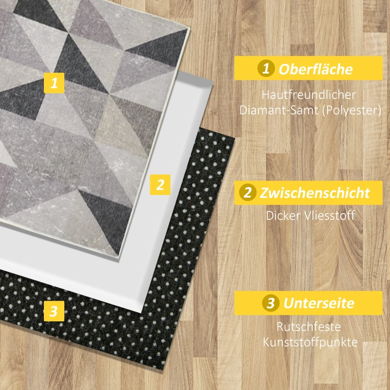HOMCOM vloerkleed in trendy design met geometrische vormen grijs+zwart 120 x 170 cm