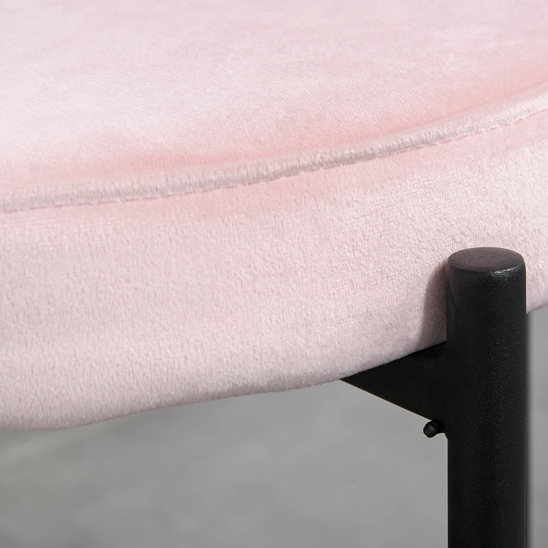 HOMCOM 4er-Set Hocker, Esszimmerhocker, Samtoptik, Rosa + Schwarz